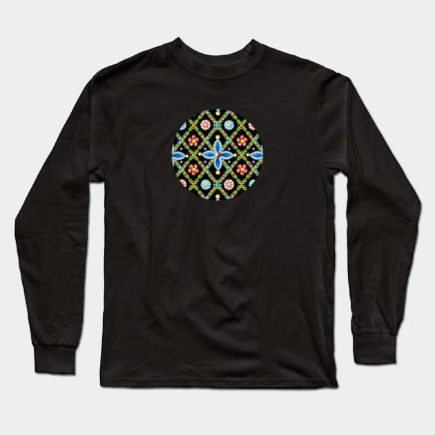 Millefiori Heraldic Lattice Long Sleeve T-Shirt by PatriciaSheaArt